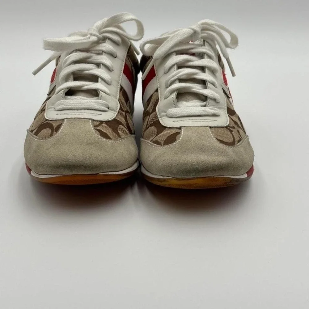 Coach Joss Signature Sneakers Women's 8.5 Brown Monogram Canvas Low Top Shoes - Picture 3 of 8